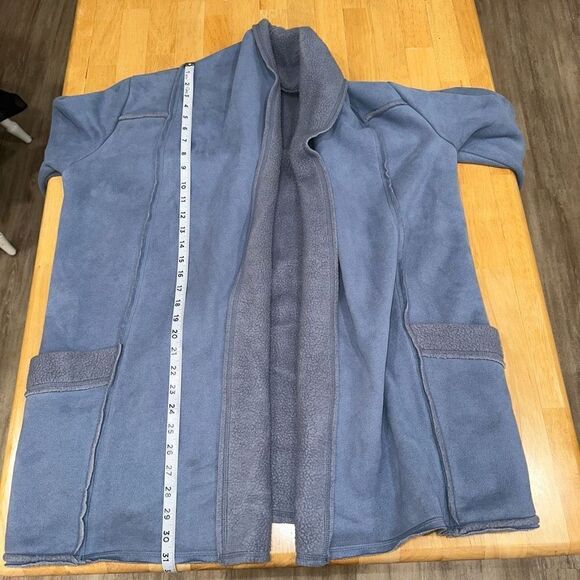 Soft Surroundings Women’s Blue Sueded Fleece Sweater Cardigan Ultimate Cozy - Picture 8 of 11